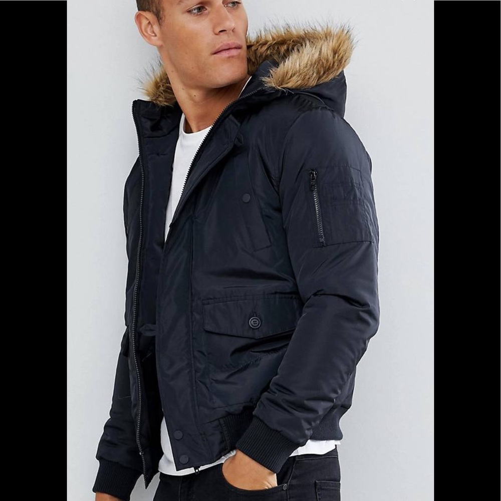 Faux Fur Hood Flight Jacket